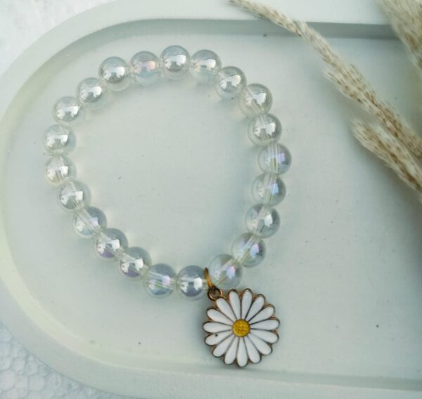 Glass bead bracelet with charm