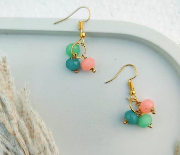Bead earrings with golden hook