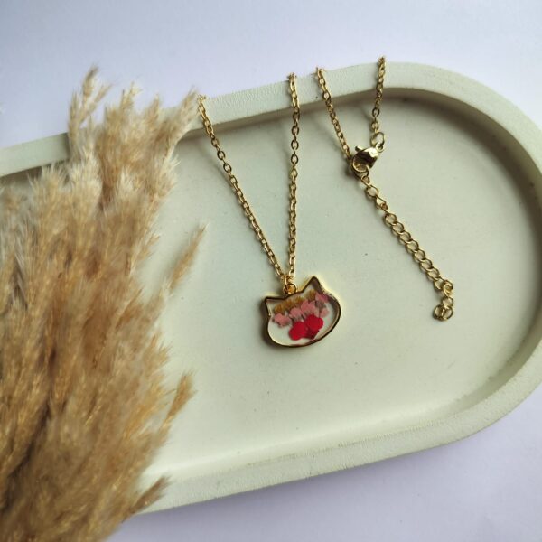 Real flower kitty pendant (Anti-tarnish)