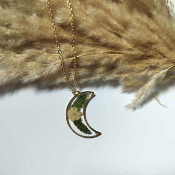 Moon Crimson Bloom Square Botanical pendant