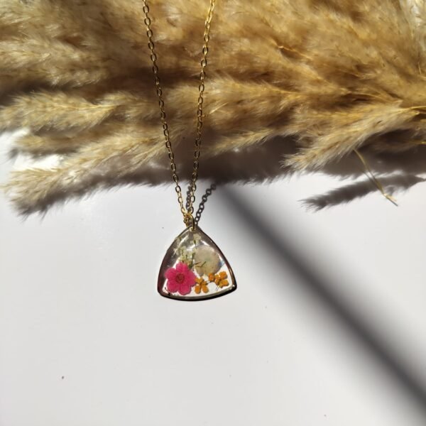 Sun-Kissed Petals – Resin Teardrop Necklace with Rose Quartz & Citrine-Toned Accents