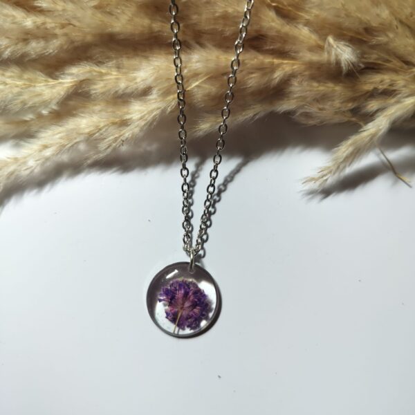 Midnight Rose – Minimalist Silver Circle Resin Pendant