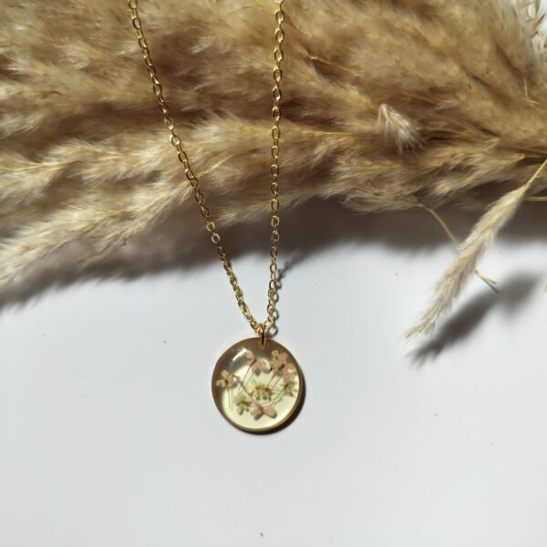 Spring Bouquet Geometric Resin Pendant – Silver Triangle Frame