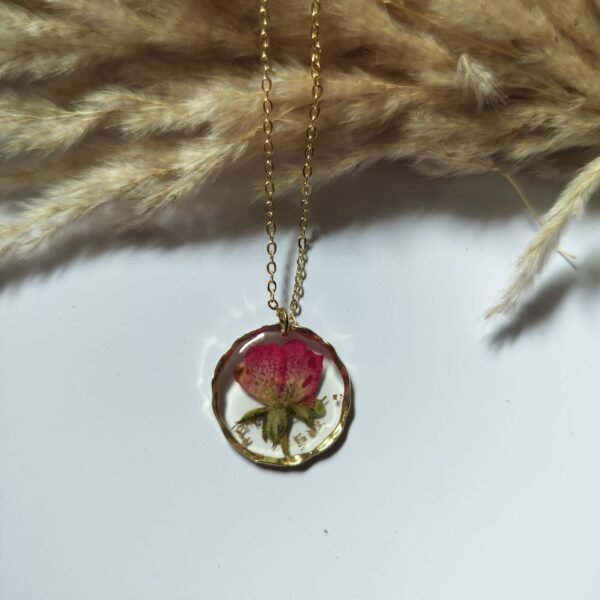 Teal Starburst – Gold Botanical Teardrop Necklace (Pendant)