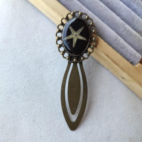 Vintage brass Bookmark with real flower