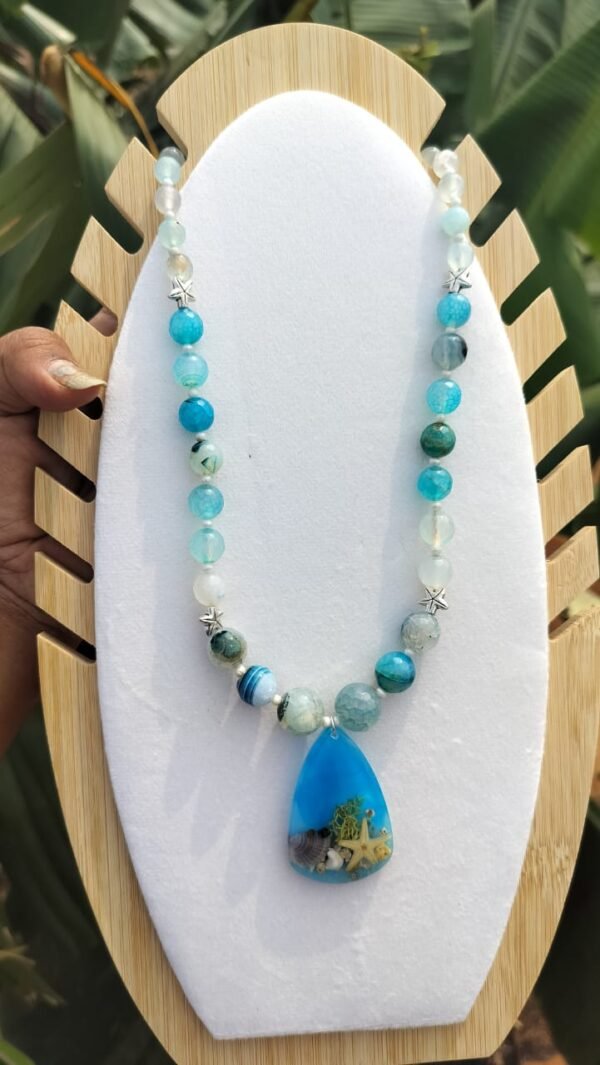 Agate stone maala with real starfish pendant